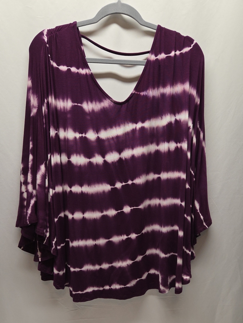 Lane Bryant Purple and White Tie-Dye Tunic Top Resortwear Vacation Beach